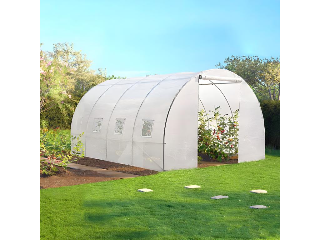 Boisona 4x3m FSIX90919 4-Season Tunnel Greenhouse, 12m², White