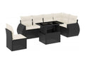 7-piece garden furniture set with cushions, black woven resin MZIJ37176