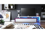 High Gloss White TV Stand with Blackberry Trim and RGB LED Lighting, WxHxD 227x52x35 cm, IDVQ01447