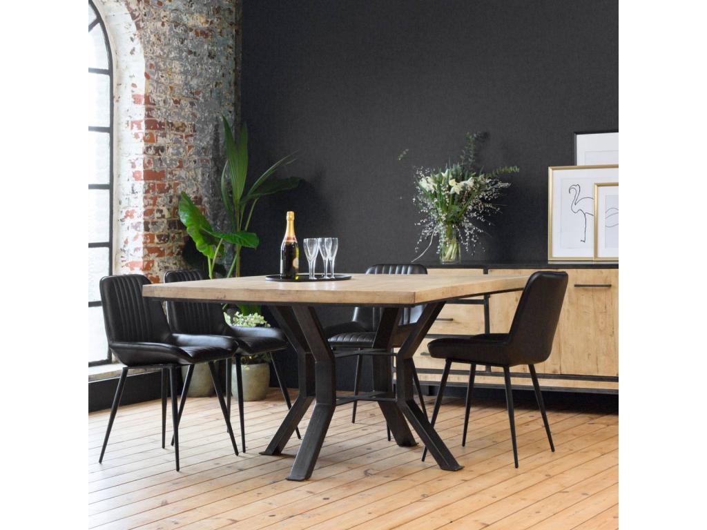 Opposite RRDT65286 Square Dining Table in Mango Wood and Metal