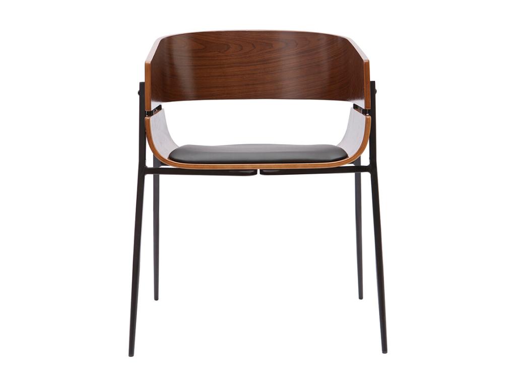 Set of 2 Boisona QAOA43572 Dark Wood and Black Metal Designer Chairs