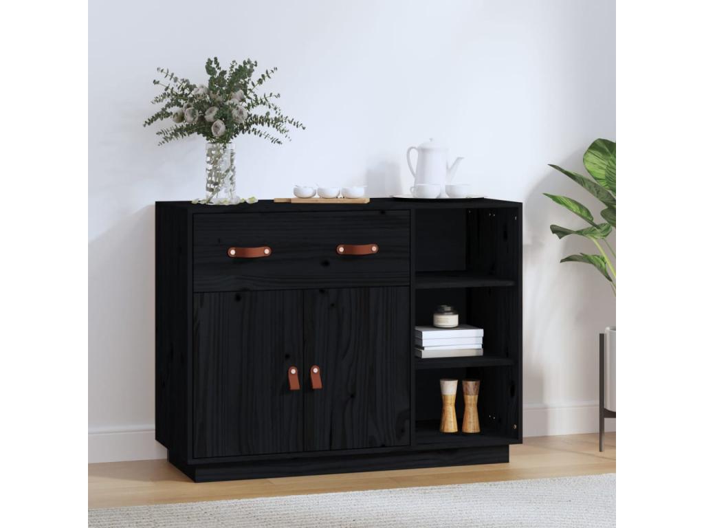 Black Buffet 98.5x40x75 cm Solid Pine Wood NGRI35997