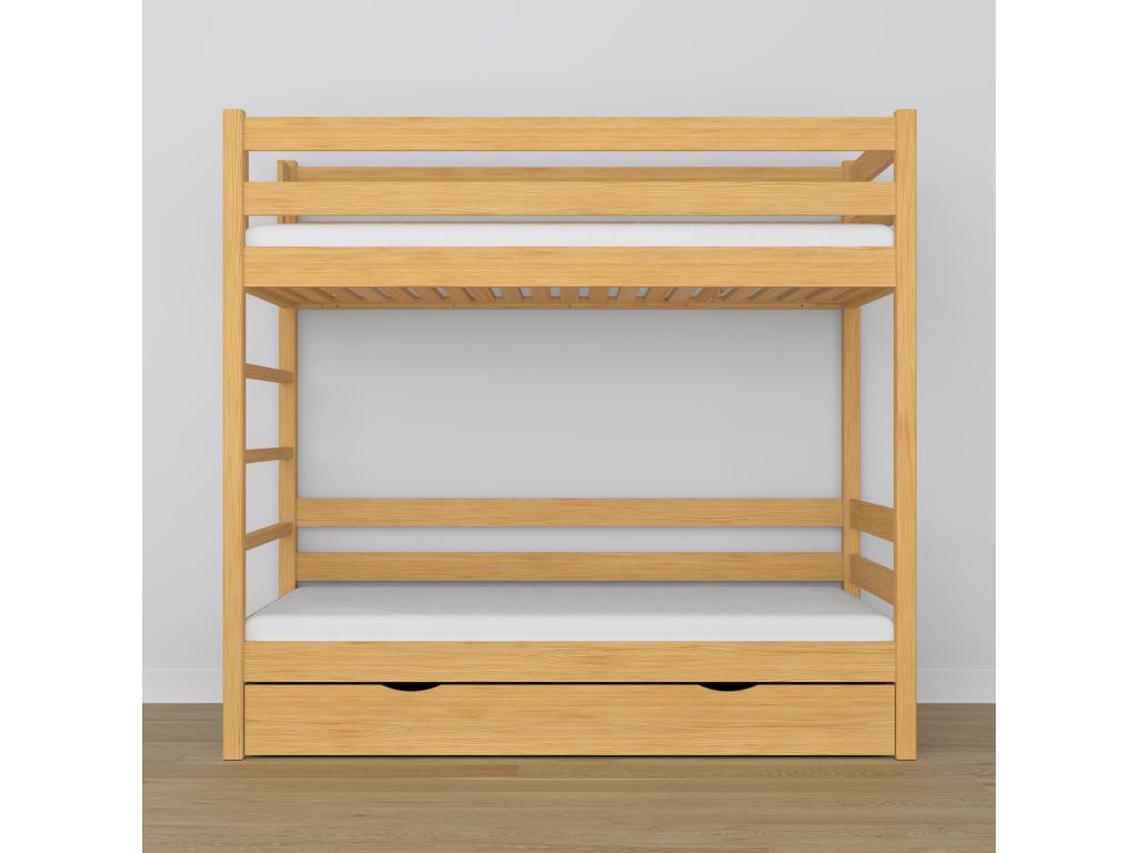 Wooden bunk bed - with drawer N03 Natural Pine 120x200 RPVC40402