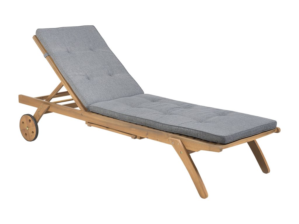 Boisona SFAV86050 Grey Wood Chaise Lounge with Cushion