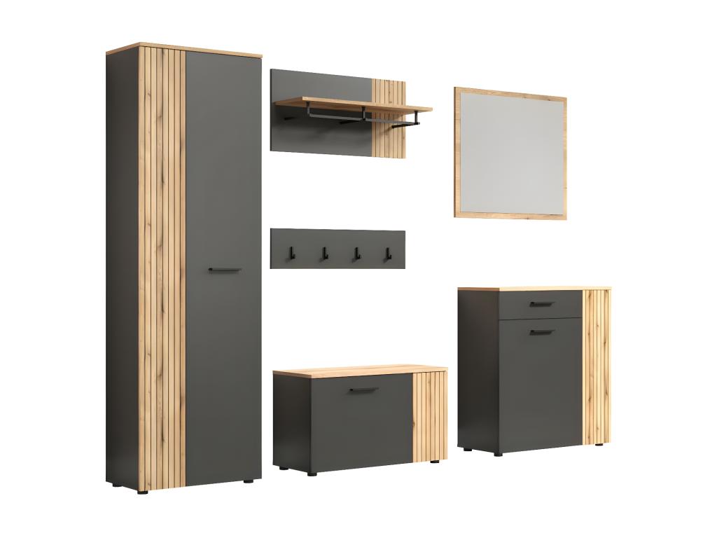 Boisona oak-effect grey storage cabinet set. RFZW16449