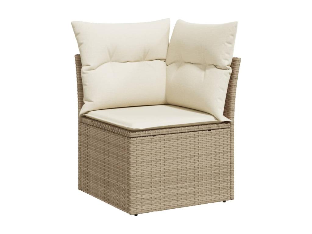 10-piece garden furniture set with cushions, beige woven resin JRWN38610