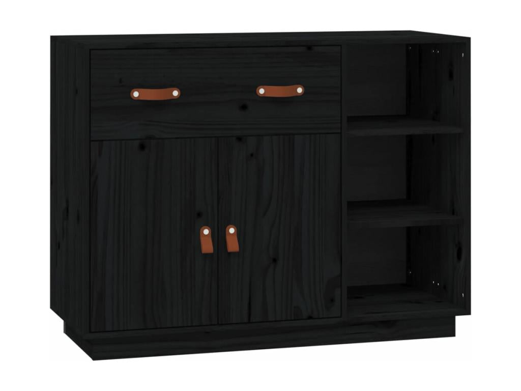 Black Buffet 98.5x40x75 cm Solid Pine Wood NGRI35997