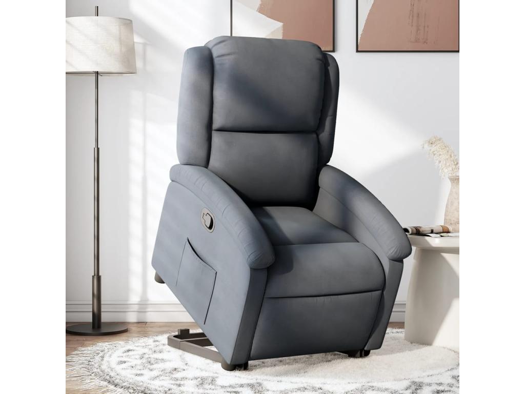 Dark Grey Velvet Reclining Armchair XIFL84052
