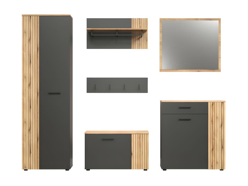 Boisona oak-effect grey storage cabinet set. RFZW16449