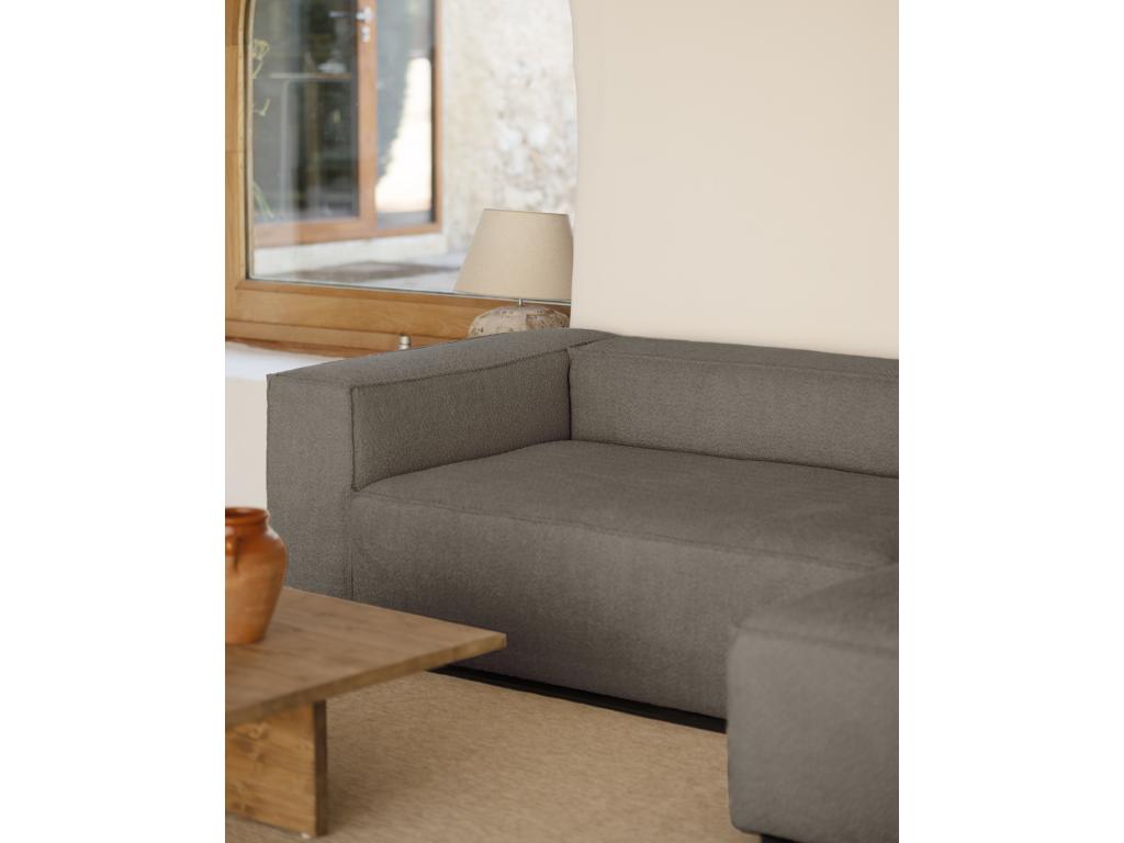 Right-hand corner sofa, 3/4 seater, in dark grey looped fabric, 250x175cm DEHJ27186