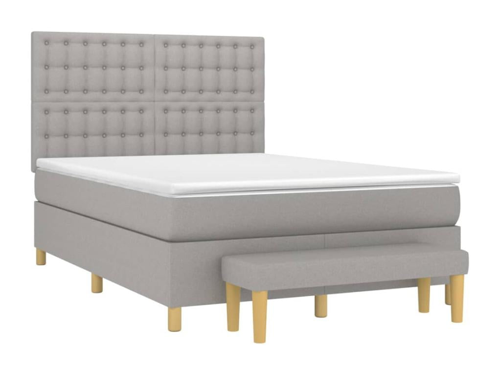 Upholstered bed base with mattress, light grey, 140x190cm, fabric YAGP27336