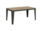 Extendable rectangular table for 6 to 12 people, L 160 to 264cm, light oak and dark grey steel legs, Boisona GURE92867