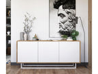Chest of drawers with 3 doors - Boisona oak frame with matte white fronts - 168 cm metal frame CLMJ15217