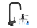Boisona Black Foldable Kitchen Mixer Tap Under Window Kitchen Faucet Soap Dispenser Black DWWD92296