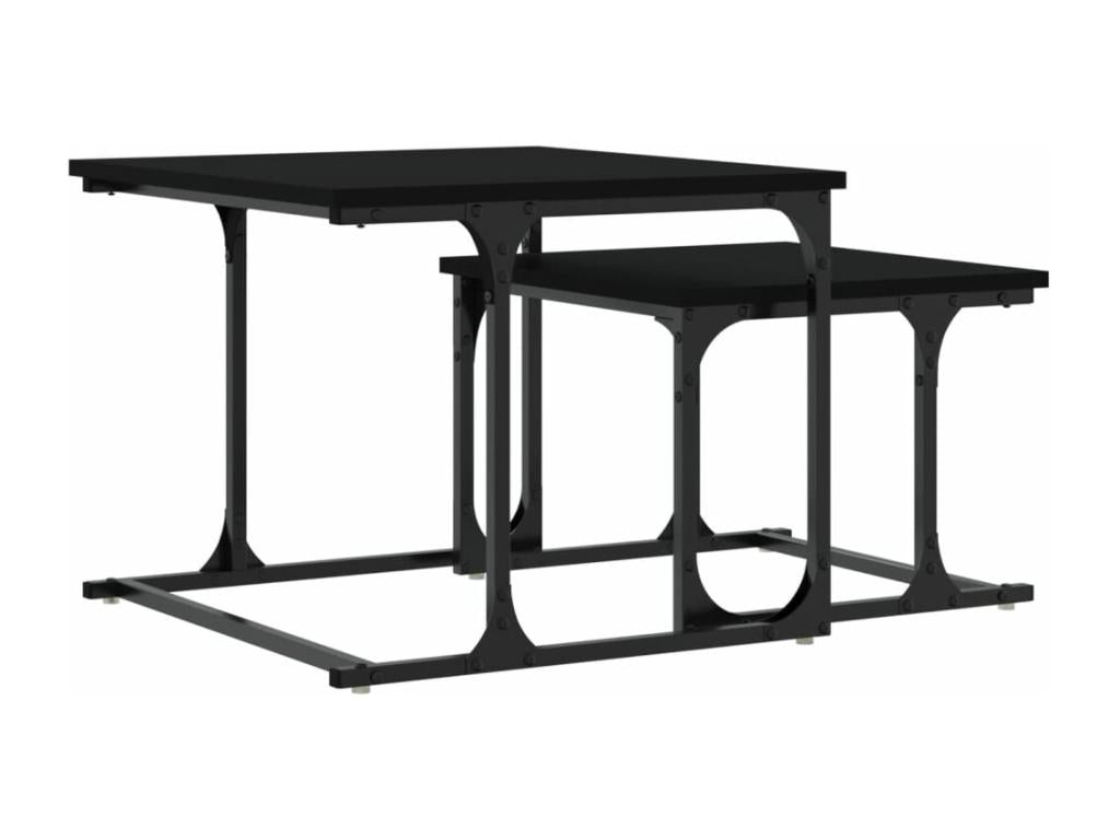 Nesting coffee table, 2 pieces, black engineered wood BRSQ82558