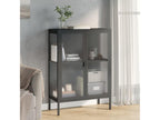 Black sideboard 75x35x105 cm glass and steel SXBF37330