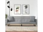 Sofa bed with light grey fabric cushions VECX58348
