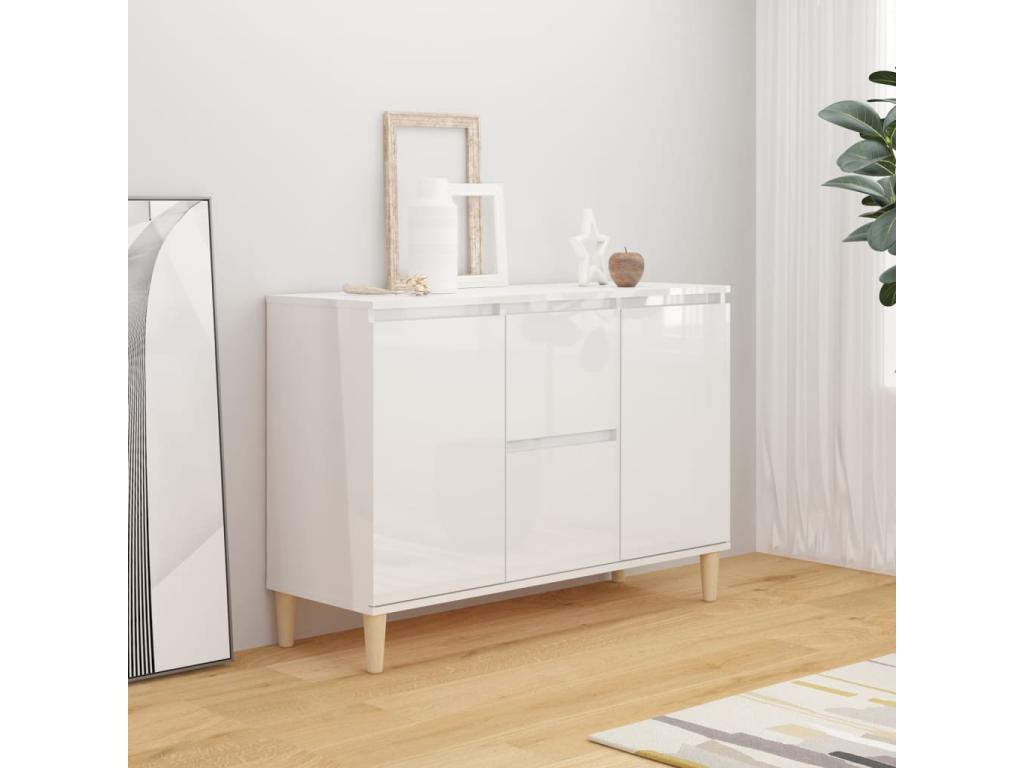 Glossy white sideboard 101x35x70 cm engineered wood SMOQ57957