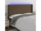 LED Headboard, Dark Brown, 203x16x118/128 cm, Fabric ZQRK87859