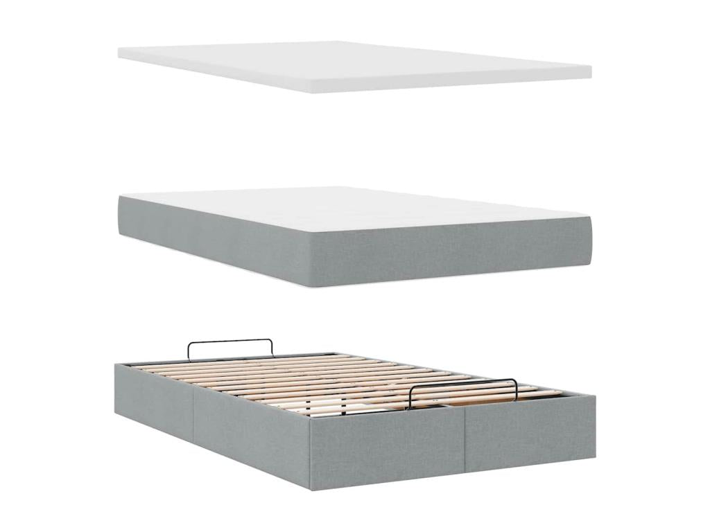 Boisona bed frame and light grey mattress 120x200 cm fabric CGAG25681