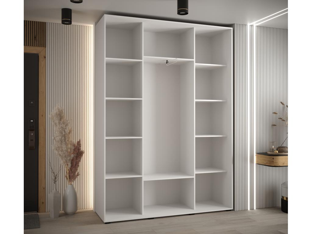 Boisona 8 Sliding Door Wardrobe 235.2/180/45 3 Doors White/White/Black WLHJ22026