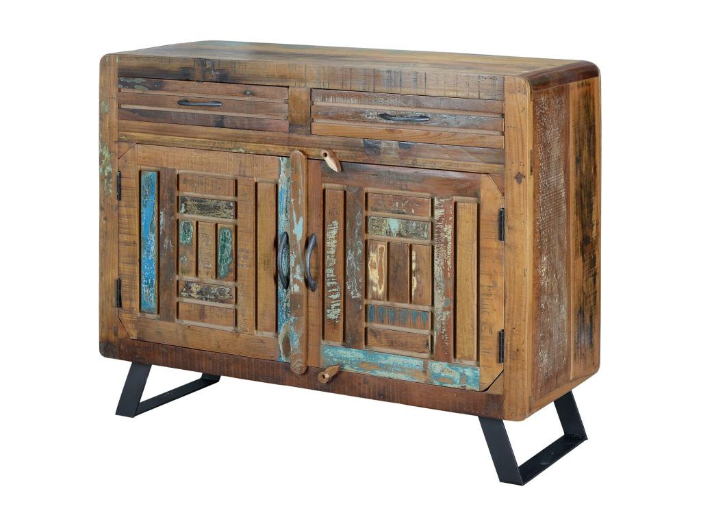 Exclusive chest of drawers in multicolored recycled wood. 87x40x105 PDDU02130