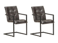 Cantilever dining chairs, set of 2, grey genuine leather LAGV49184