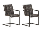 Cantilever dining chairs, set of 2, grey genuine leather LAGV49184