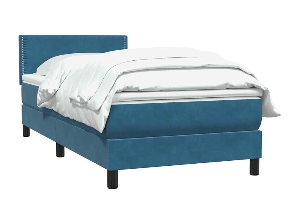 Lysvia bed base and dark blue 100x220cm velvet mattress OIIN86124