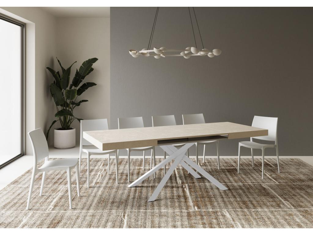 Boisona extendable table 90x140/244 cm cashmere white legs VXTQ30163